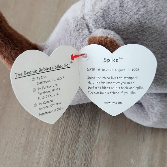 🦏 Ty Beanie Baby “Spike” the Rhino – 1996 Vintage Collectible Plush - Picture 14 of 16